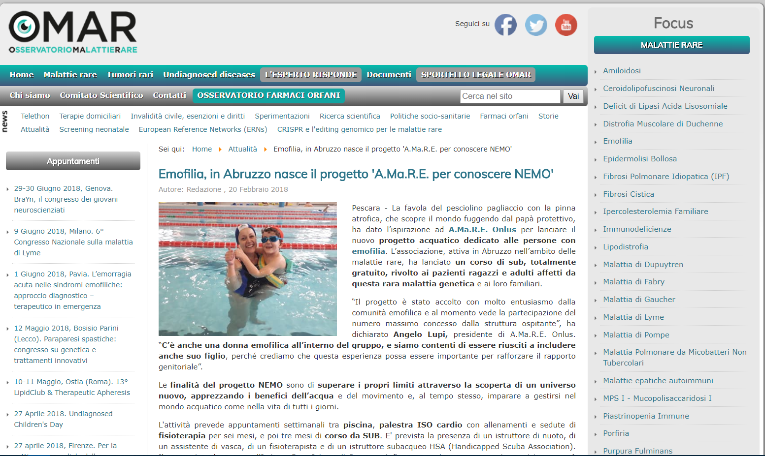 Emofilia, in Abruzzo nasce il progetto 'A.Ma.R.E. per conoscere NEMO'