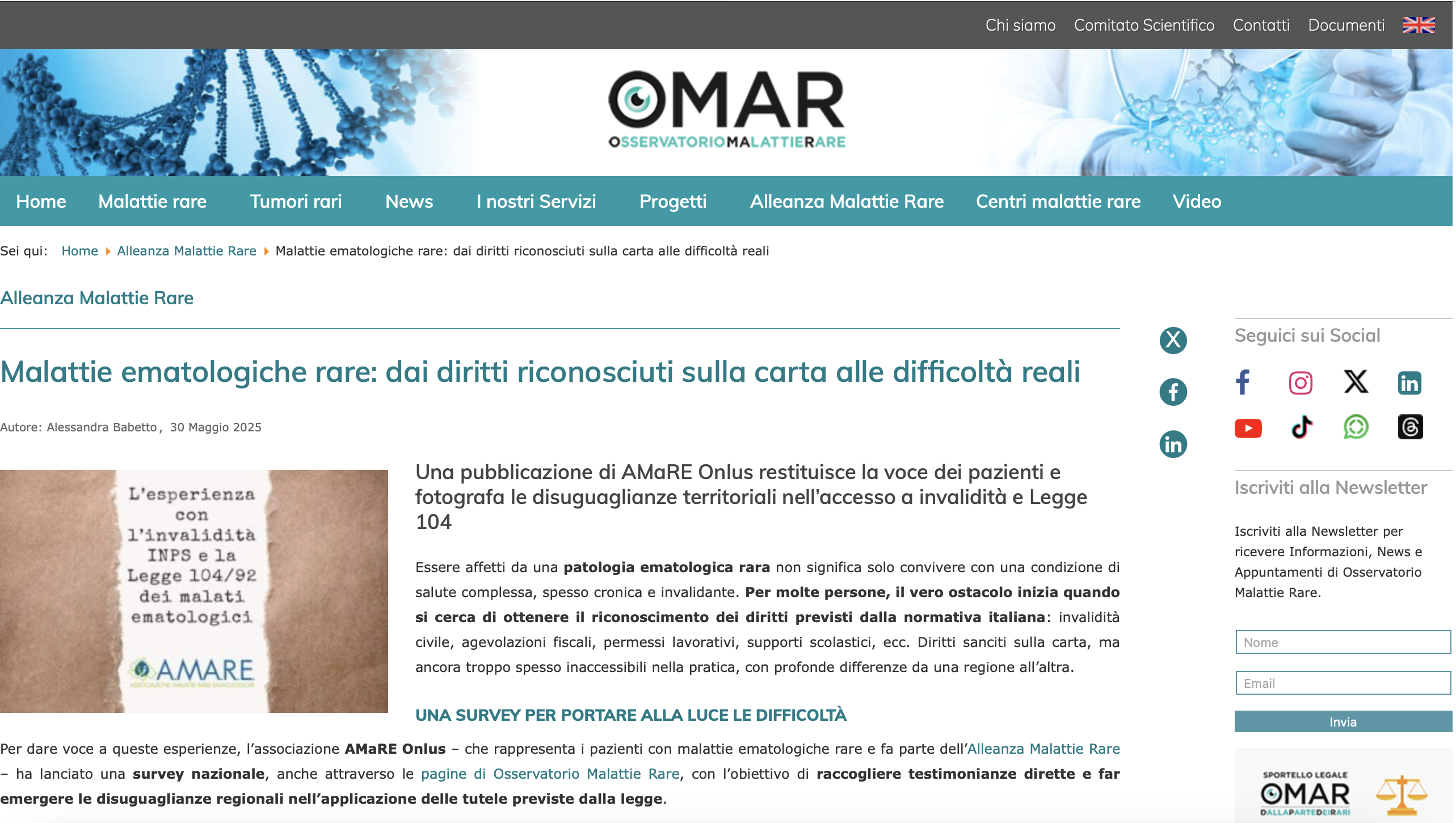 Malattie ematologiche rare: dai diritti riconosciuti sulla carta alle difficoltà reali