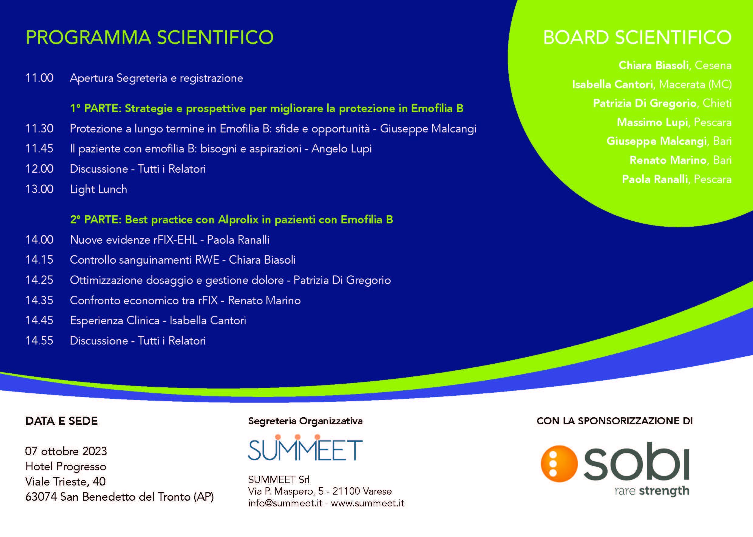 ADVISOY BOARD SOBI - Strategie e prospettive per migliorare la protezione in Emofilia B